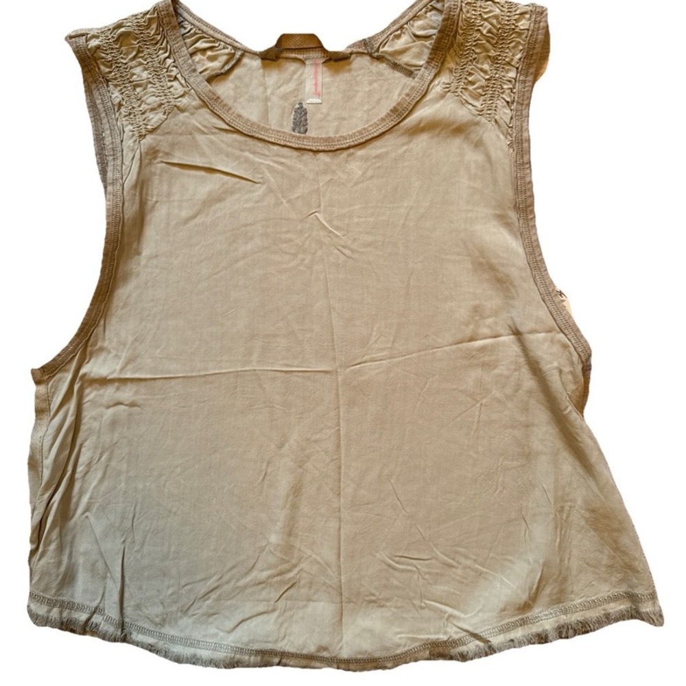 Free People Women's Beige Sleeveless Top
